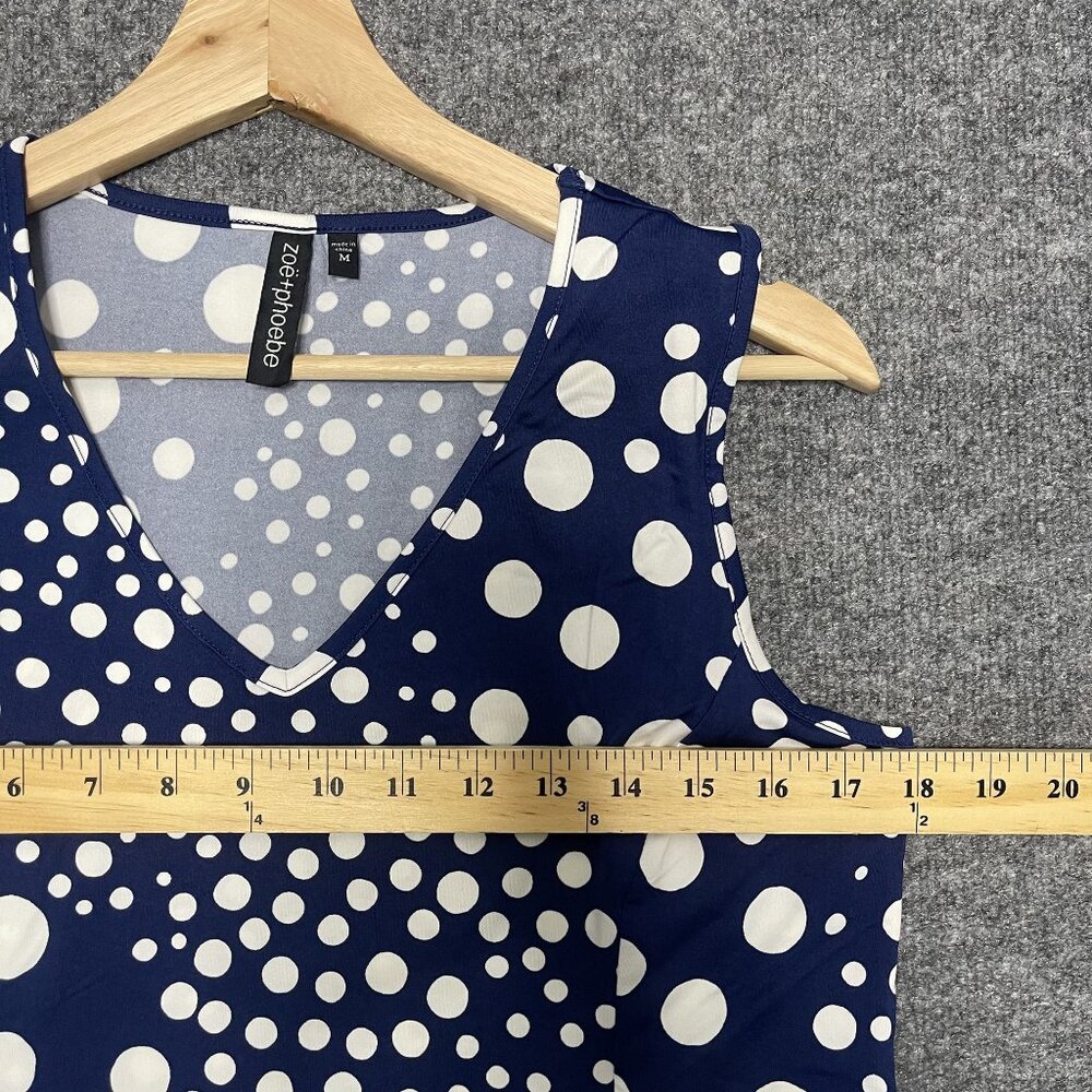 Zoë + Phoebe Blue & White Polka Dot Sleeveless Dress S M - Picture 6 of 9